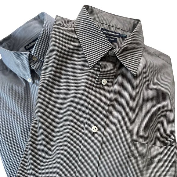 B&W Patterned Cotton Blend Collared Shirt // Croft & Barrow Men's Size 16.5 - Picture 5 of 5